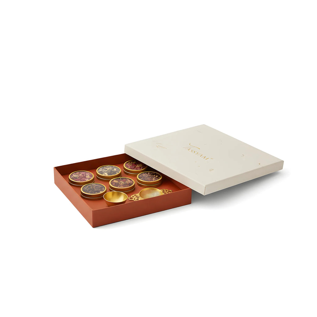 Celebrity Gift Hamper - Marigold Gift Set of Brass Strainer & 6 Orthodox Tea Blends