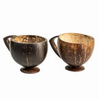 Thenga Coconut Shell Teacup | For Juice and Hot Drink Glass Cups, Brown - 200 ML (Set of 2)