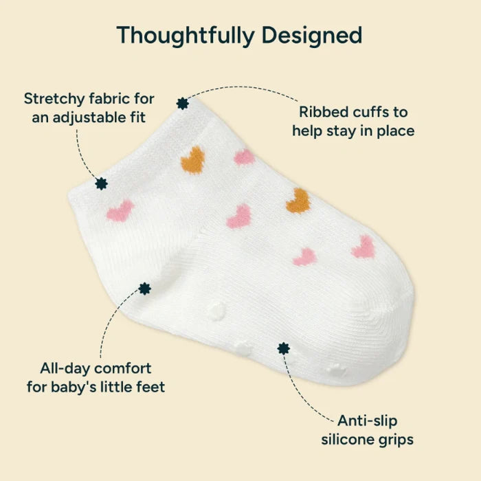 Anti-Slip Baby Socks - Set of 3 | Little Hearts