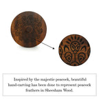 The Dancing Peacock, Hand Carved Spice Box With Spoon in Sheesham Wood (7 Partitions, 120 ml each)