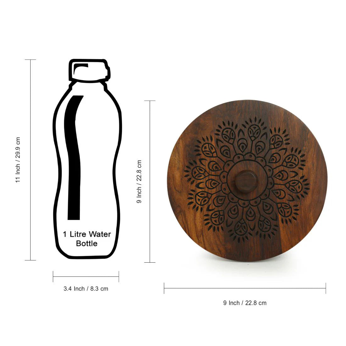 The Dancing Peacock, Hand Carved Spice Box With Spoon in Sheesham Wood (7 Partitions, 120 ml each)