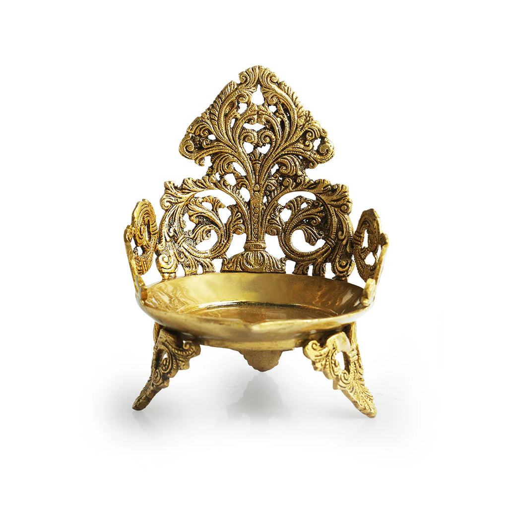 Handcarved Legs Brass Diya