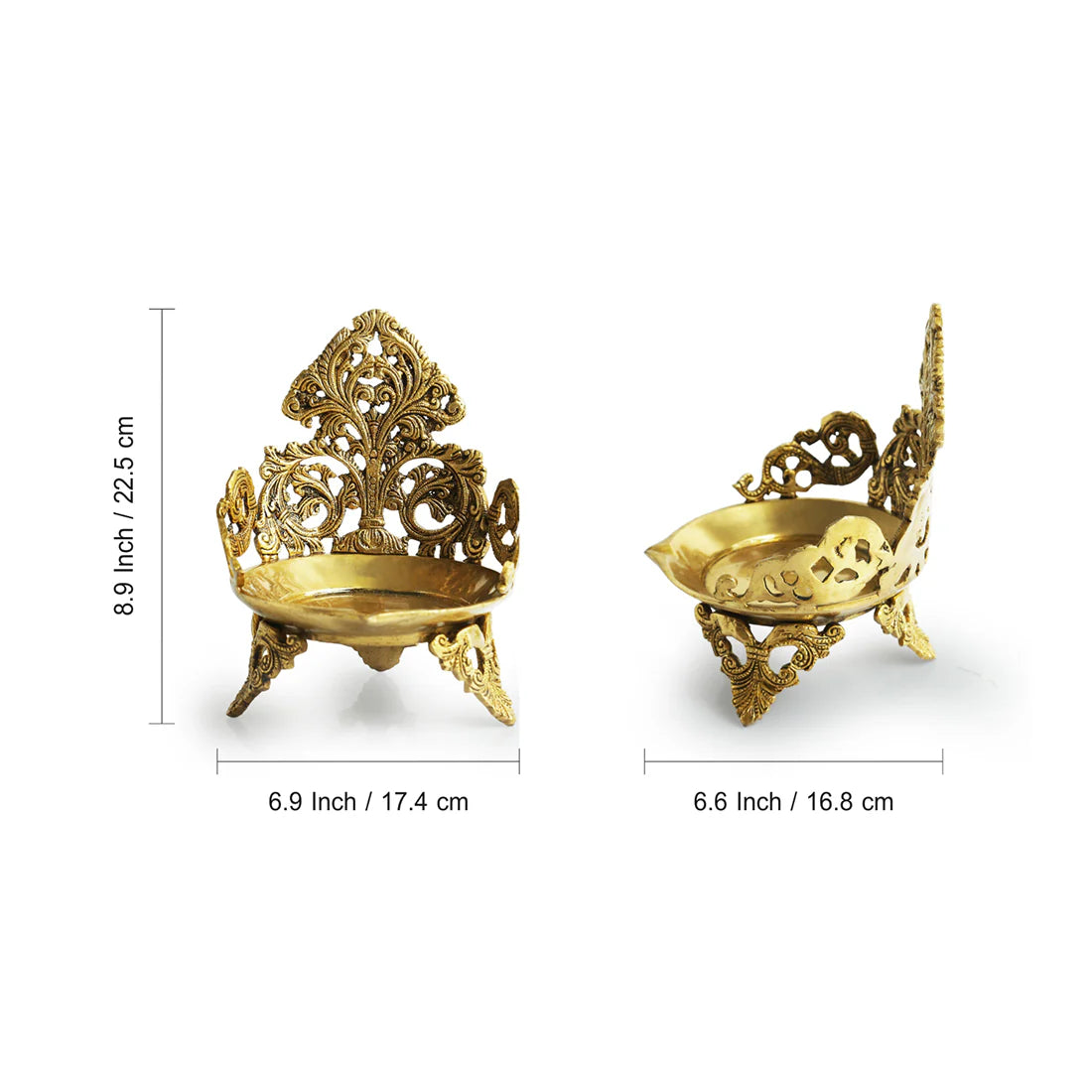 Handcarved Legs Brass Diya
