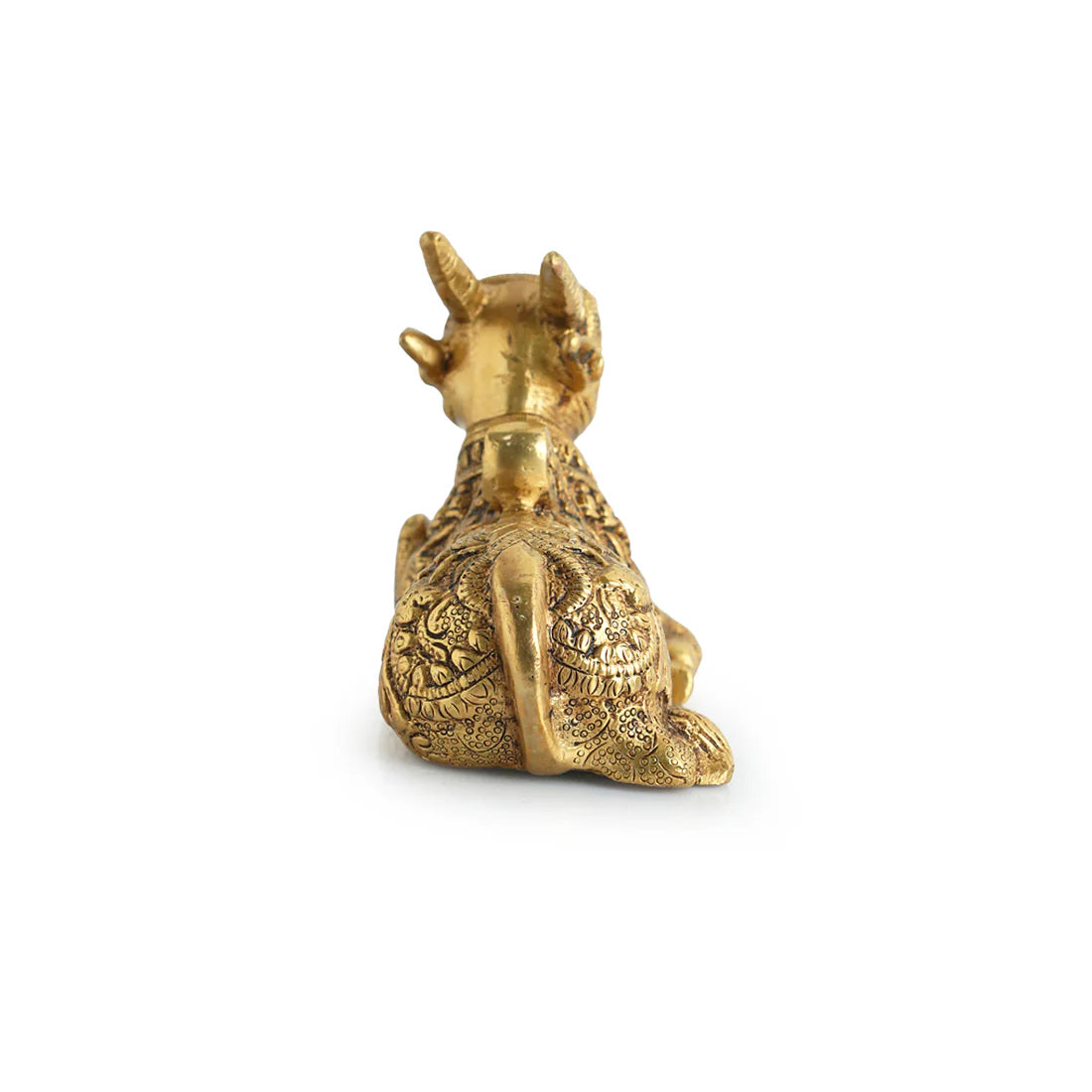 'Nandi' Carved Brass Showpiece Idol (Hand-Etched, 912 grams)