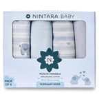 Muslin Baby Swaddle - Extra-Large - Set of 4 | Elephant Hugs