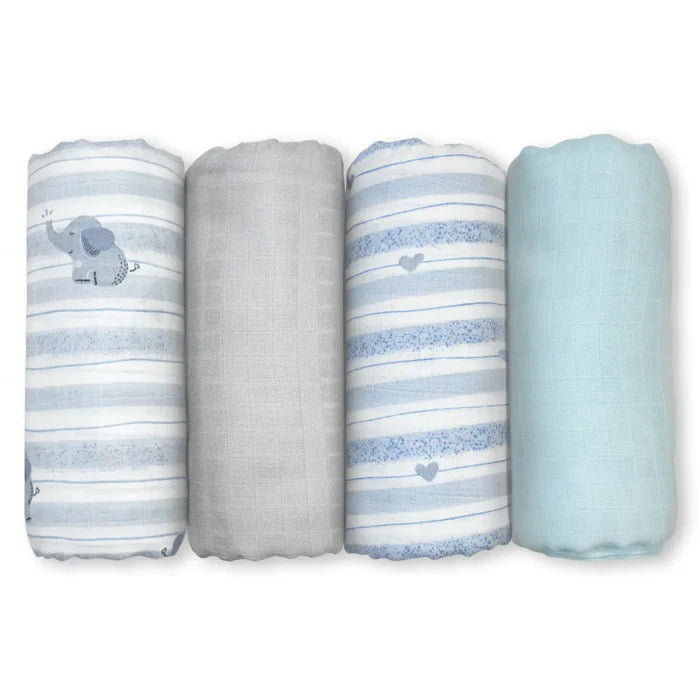 Muslin Baby Swaddle - Extra-Large - Set of 4 | Elephant Hugs