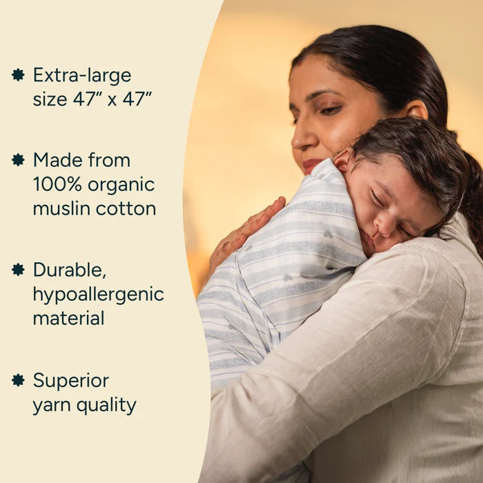 Muslin Baby Swaddle - Extra-Large - Set of 4 | Elephant Hugs
